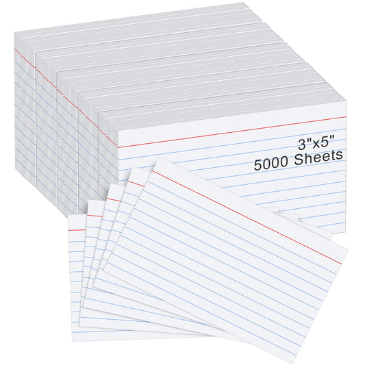 Geyoga 5000 Pieces Index Cards Note Cards College Ruled Paper Lined Paper Flash Cards Notecards 3x5 Lined Flashcards for Studying Office Learning, 200 Sheets Per Pack, 3 x 5 Inches (White)