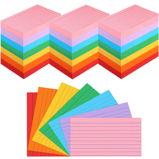 Fainne 2100 Pcs Ruled Index Cards Assorted Color Note Cards Colored Flashcards Supplies Notecards Lined Flash Cards for Studying Home Office Supplies(3 x 5 Inch,Bright Color)